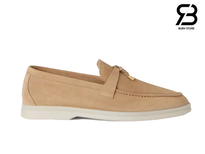 Giày Loro Piana Summer Charms Walk Loafer Suede Sandstone cao cấp