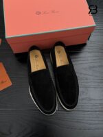 Giày Loro Piana Summer Walk Loafer Suede Black chất lượng tốt