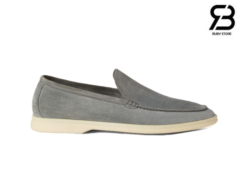 Giày Loro Piana Summer Walk Loafer Suede Gull Gray cao cấp