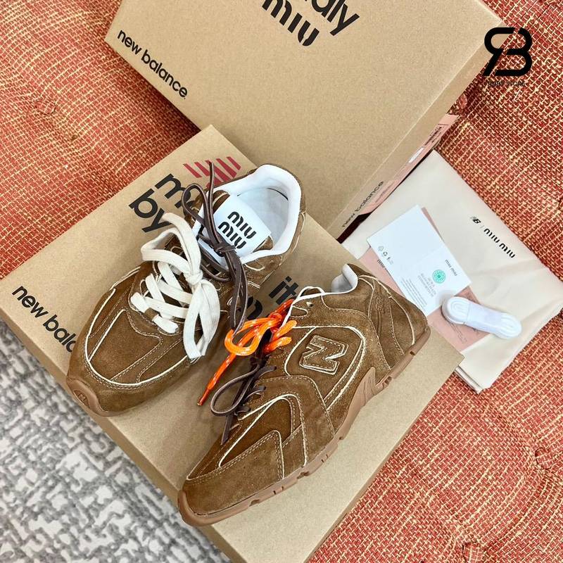 Giày New Balance x Miu Miu 530 SL Suede Sneakers Cinnamon chất lượng tốt