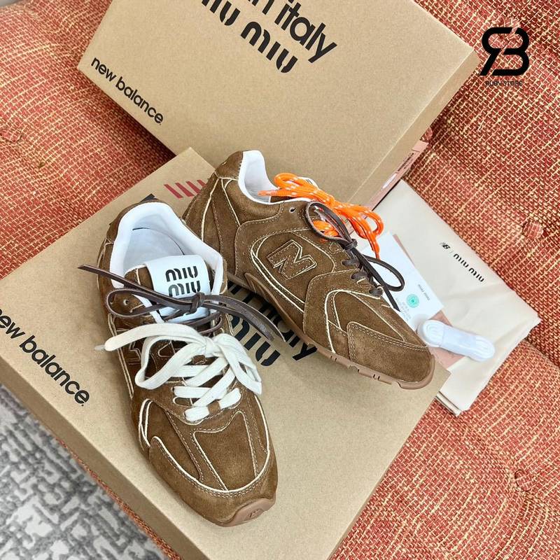 Giày New Balance x Miu Miu 530 SL Suede Sneakers Cinnamon chất lượng tốt