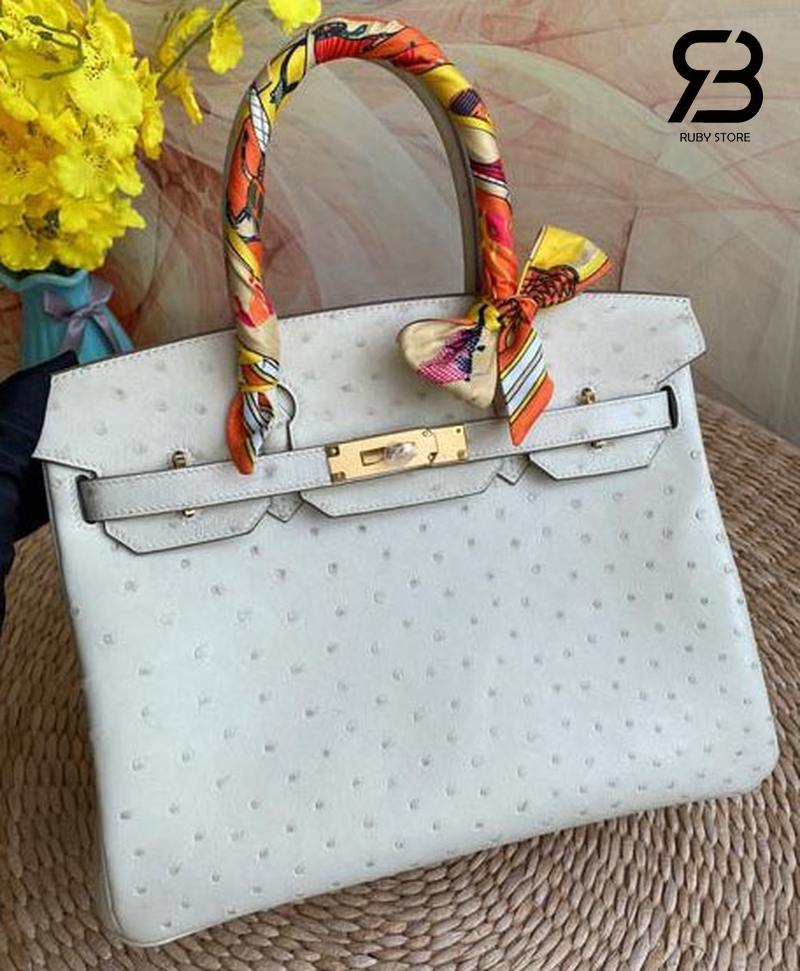Túi Hermes Bikin da đà điều màu xanh dương