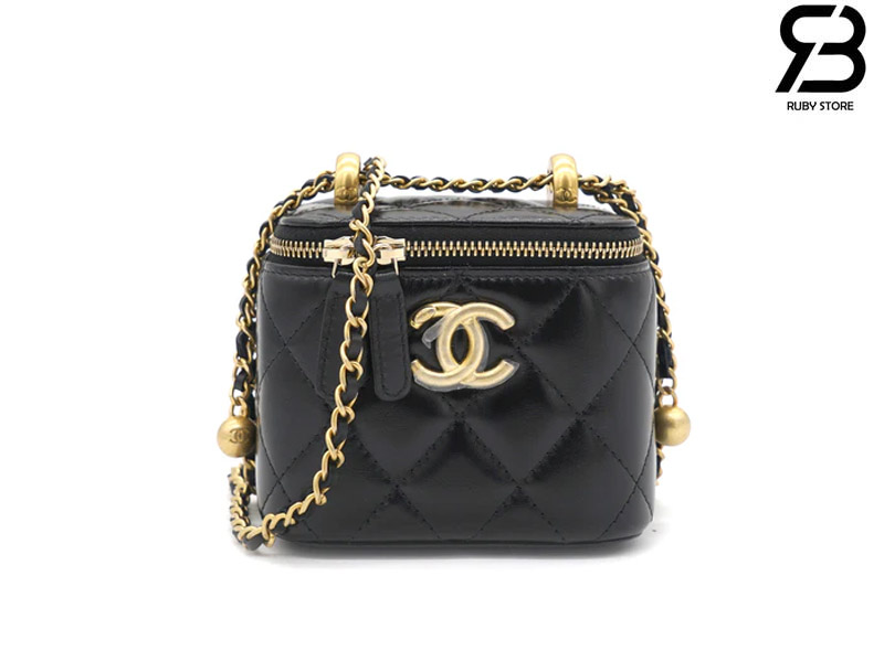 Túi Chanel Mini Perfect Fit Vanity Case With Chain Black Calfskin AP2292 Màu Đen