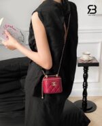 Túi Chanel Mini Perfect Fit Vanity Case With Chain Red Calfskin AP2292 màu đỏ sang trọng