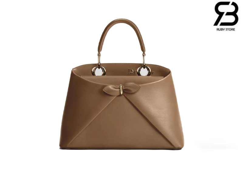 Túi Dior Cigale Medium Bag Trench Shiny Supple Calfskin Brown Nâu cao cấp