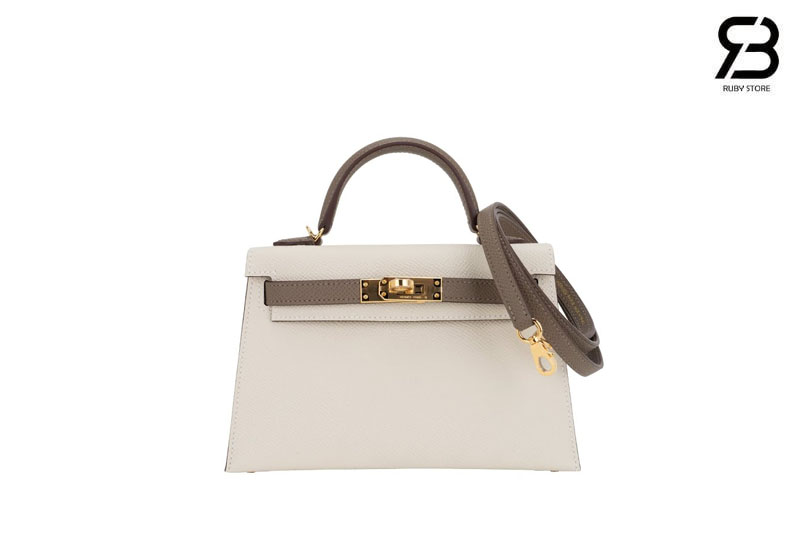 Túi Hermes Mini Kelly II 20 HSS Craie Gris Asphalte Epsom GHW chính hãng