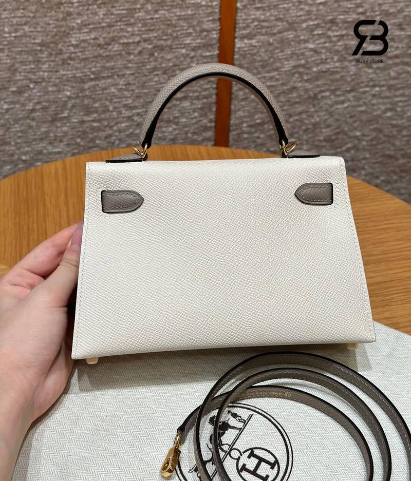 Túi Hermes Mini Kelly II 20 HSS Craie Trench Epsom GHW chính hãng