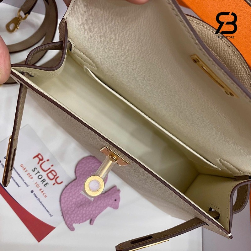 Túi Hermes Mini Kelly II 20 HSS Craie Trench Epsom GHW chính hãng