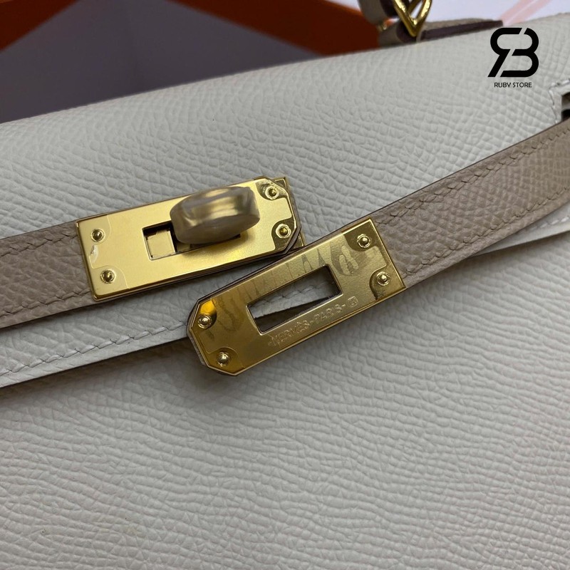 Túi Hermes Mini Kelly II 20 HSS Craie Trench Epsom GHW cao cấp