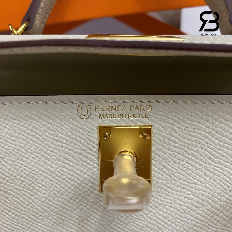 Túi Hermes Mini Kelly II 20 HSS Craie Trench Epsom GHW Best Pháp sang trọng