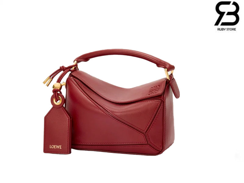 Túi Loewe Mini Featherlight Puzzle Bag in Nappa Lambskin Burnt Red chất lượng tốt nhất