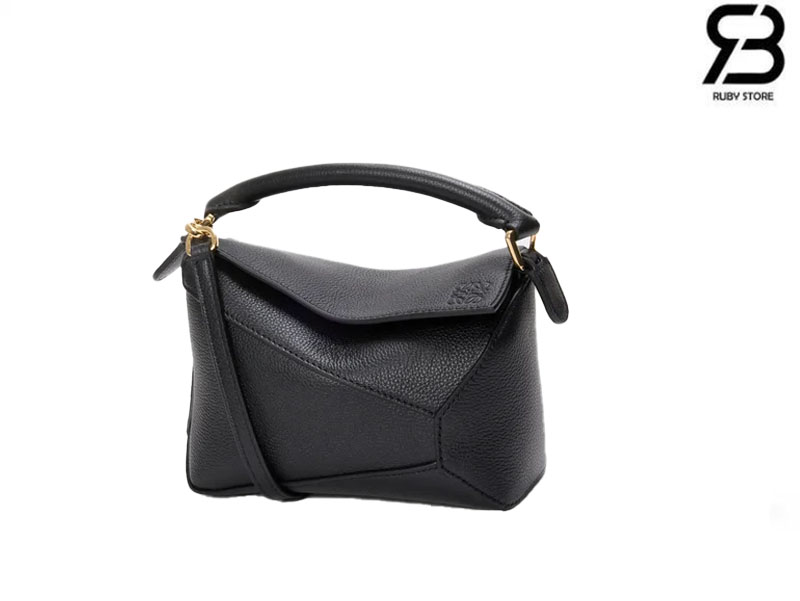 Túi Loewe Mini Puzzle Edge Bag da bê mềm màu đen cao cấp