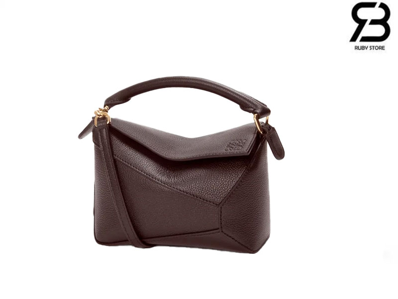 Túi Loewe Mini Puzzle Edge Bag in Soft Grained Calfskin Dark Chestnut chất lượng tốt