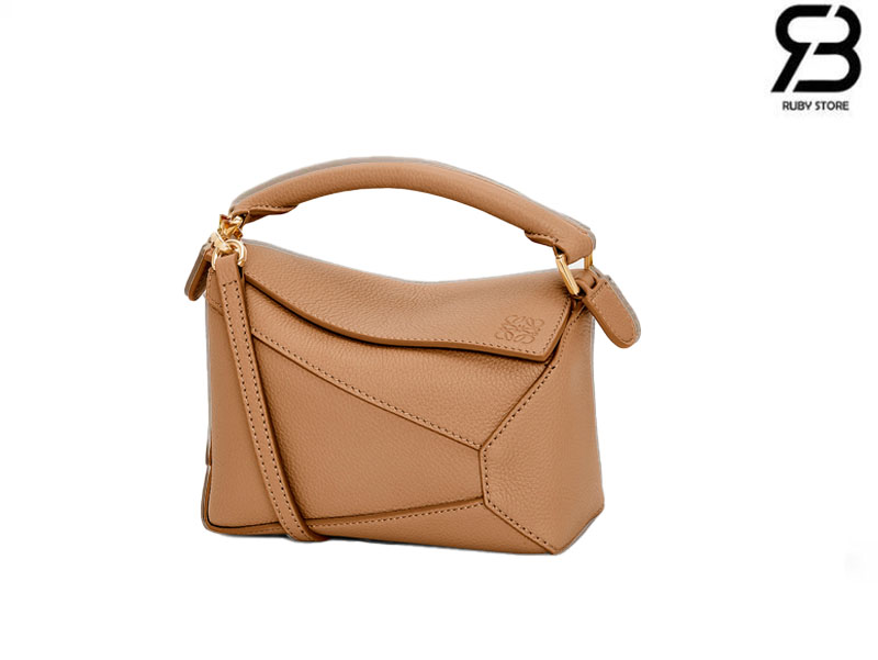 Túi Loewe Mini Puzzle Edge Bag in Soft Grained Calfskin Toffee chính hãng