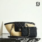Túi Chanel Coco Beach Small Straw Raffia AS5951 Beige Black 41CM chi tiết góc nghiêng