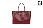 Túi Chanel Large Cerf Shopping Tote Bag Burgundy Red Crocodile Embossed chất lượng cao