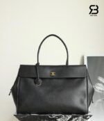Túi Chanel Large Shopping Bag Size 43 Black Calfskin chi tiết góc nghiêng