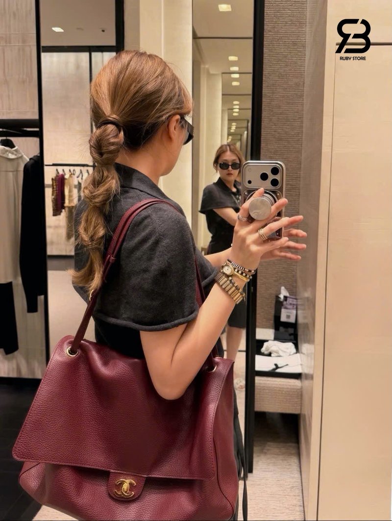 Túi Chanel Maxi Flap Bag Red 38CM Best Pháp, chi tiết sang trọng