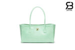Túi Chanel SS26 Small Tote Bag Mint Crocodile Embossed cao cấp