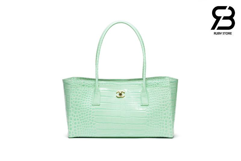 Túi Chanel SS26 Small Tote Bag Mint Crocodile Embossed cao cấp