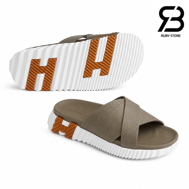 Dép Hermes Infra Sandal Màu Be Trắng Da Epsom Best Quality sang trọng