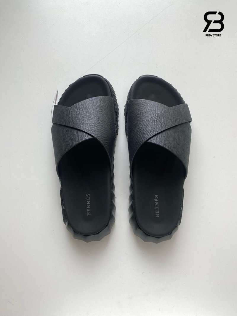Dép Hermes Infra Sandal Màu Đen Da Epsom chất lượng cao
