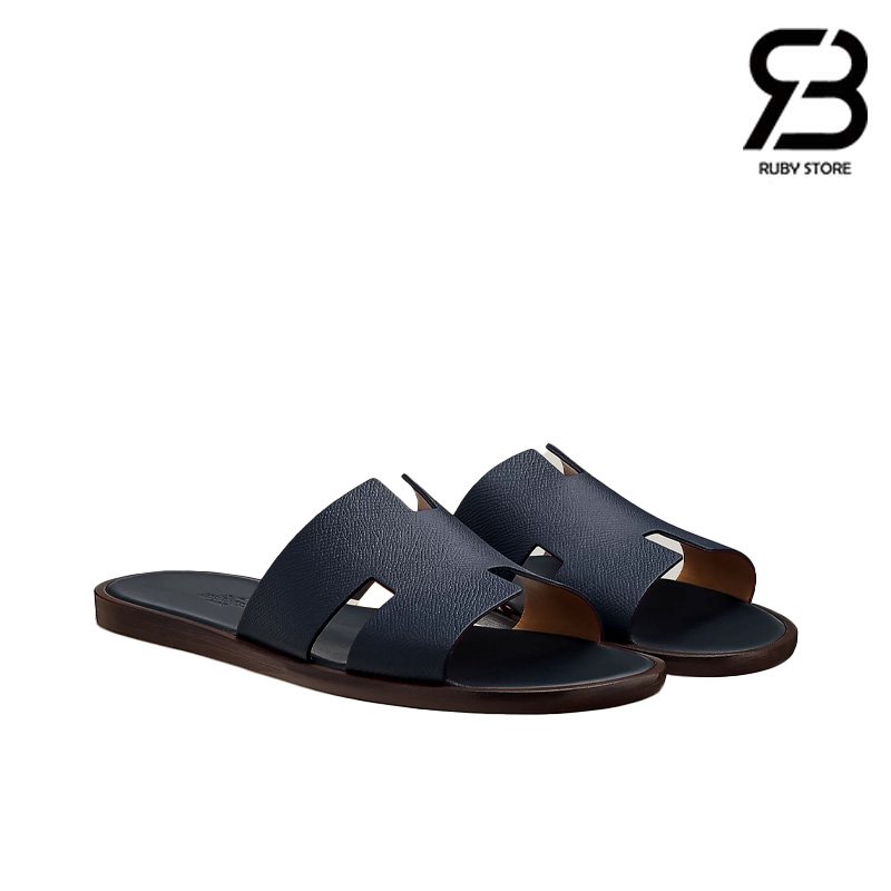 Dép Hermes Izmir Marine Blue Epsom Xanh Đậm Best Quality
