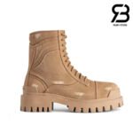 Giày Balenciaga Combat Strike Boot Brown Cotton Canvas chất lượng cao