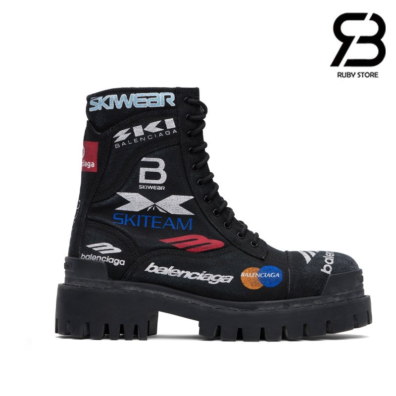 Giày Balenciaga Combat Strike Boot Worn-Out - Black Allover Print chất lượng cao