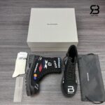 Giày Balenciaga Combat Strike Boot Worn-Out - Black Allover Print chi tiết góc nghiêng