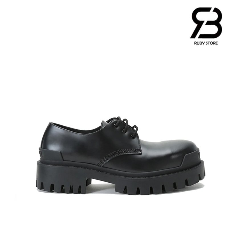 Giày Balenciaga Cowhide Lacing Thick Sole Casual Leather Shoes Black