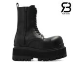 Giày Balenciaga Giant Logo-Embellished Leather Boots Black chất lượng cao