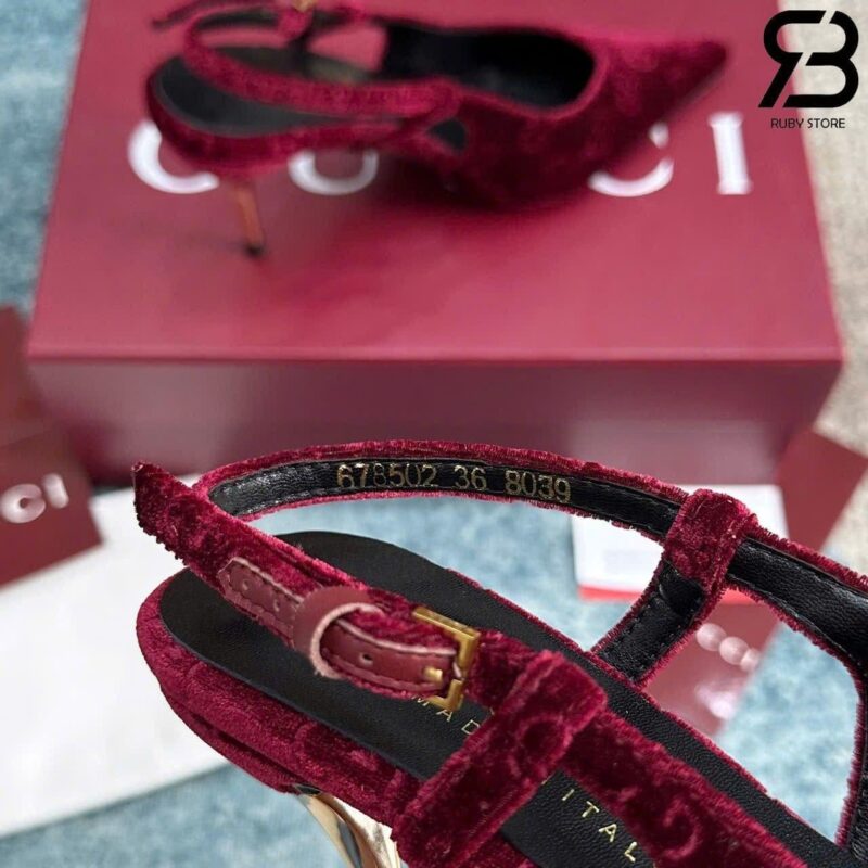 Giày Cao Gót Nhung Gucci Burgundy Velvet Pumps Màu Đỏ sang trọng
