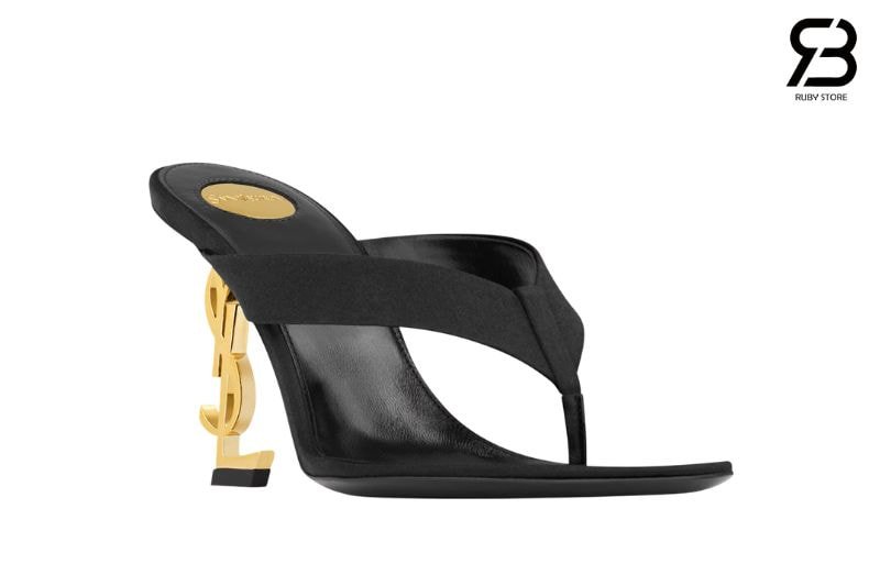 Giày Cao Gót YSL Opyum Mules In Satin Crepe Black Màu Đen Best Quality