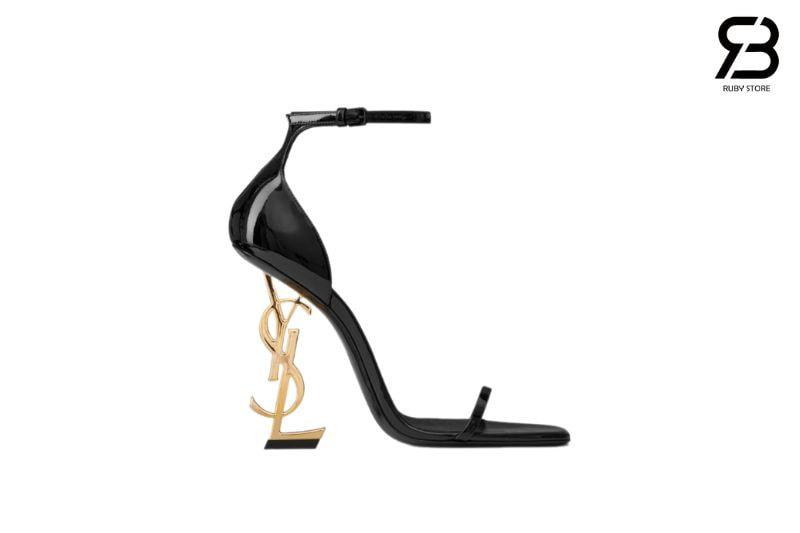 Giày Cao Gót YSL Opyum Sandals Black Patent Leather GHW chất lượng tốt nhất