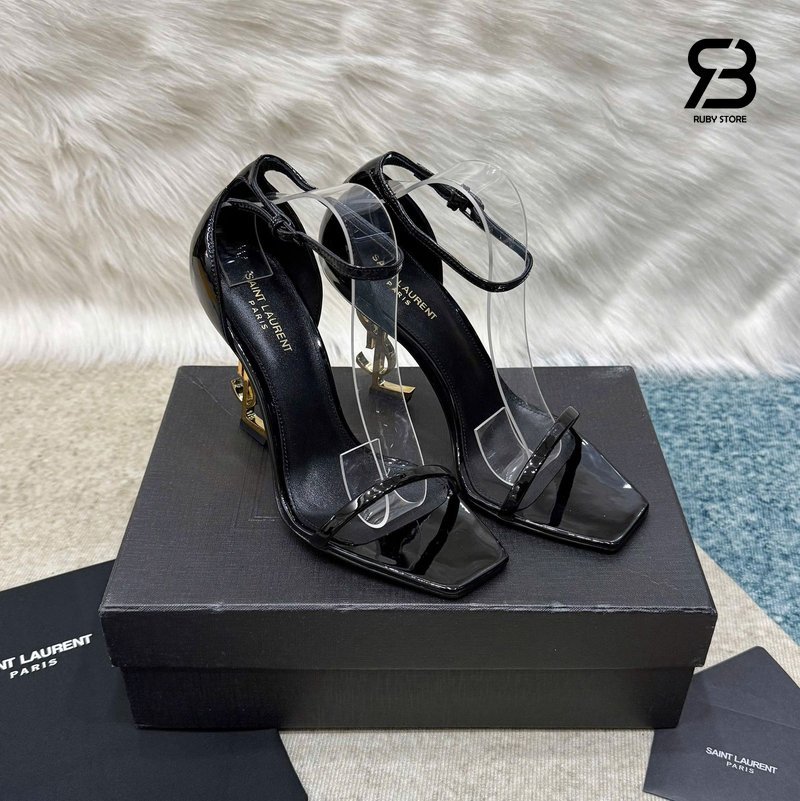 Giày Cao Gót YSL Opyum Sandals Black Patent Leather GHW chất lượng cao