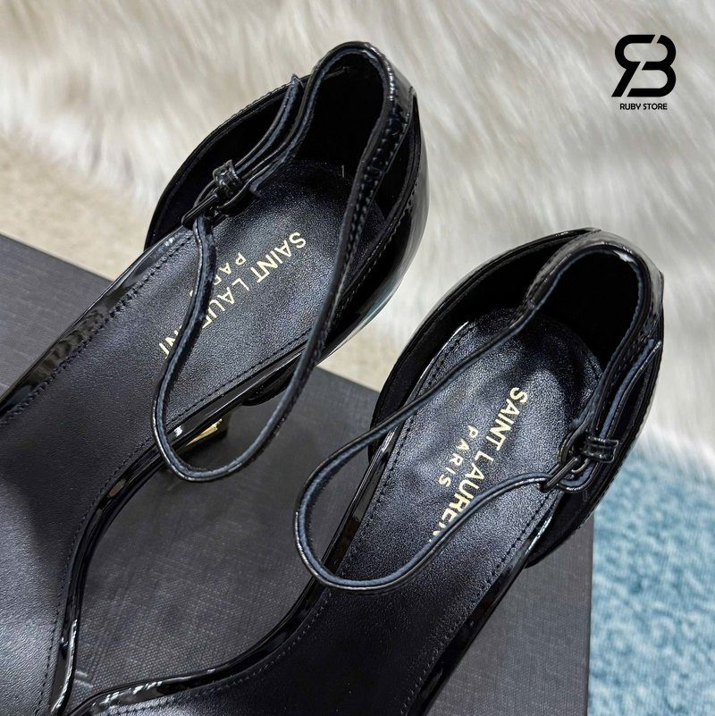 Giày Cao Gót YSL Opyum Sandals Black Patent Leather GHW chi tiết 5