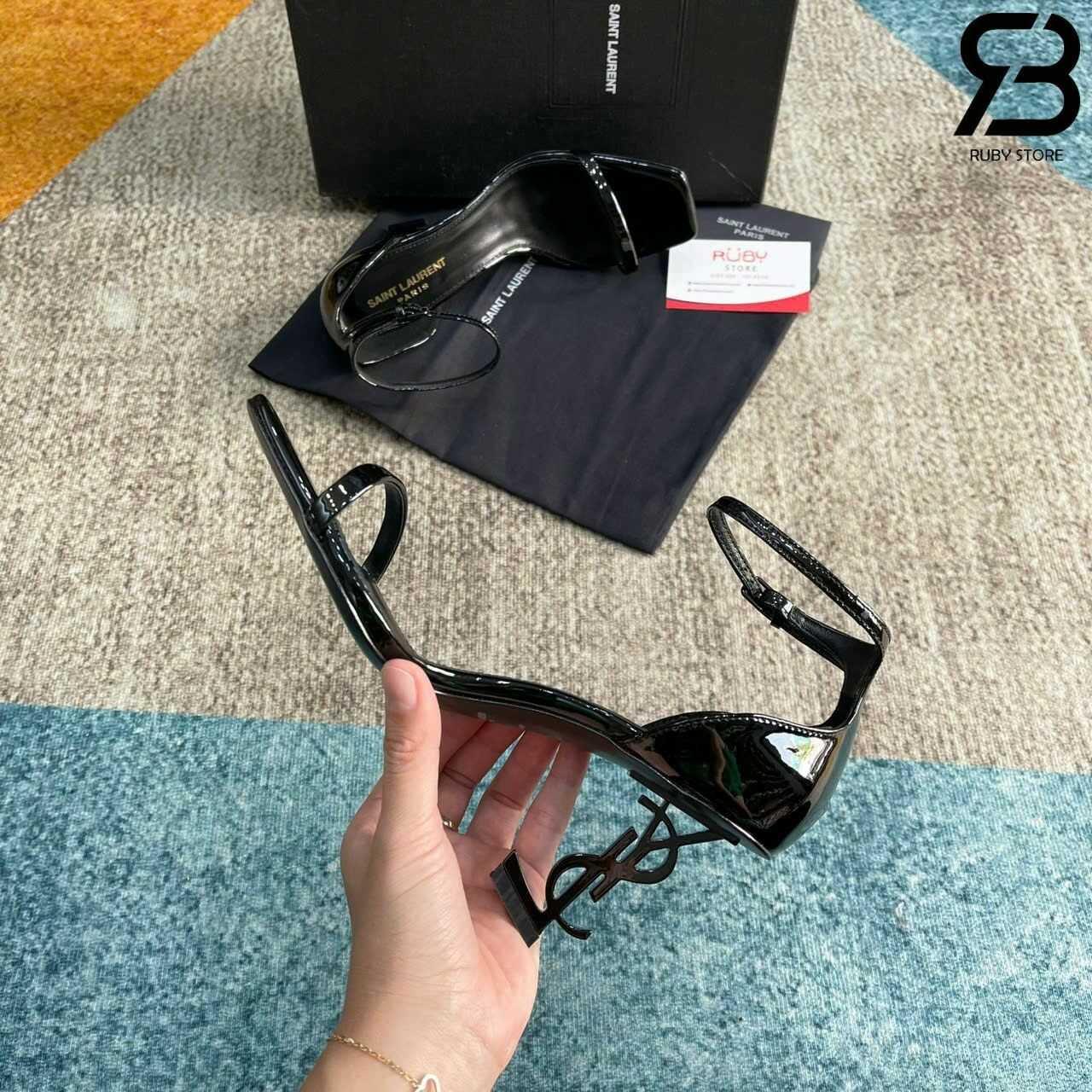 Giày Cao Gót YSL Opyum Sandals So Black Patent Leather chất lượng tốt nhất