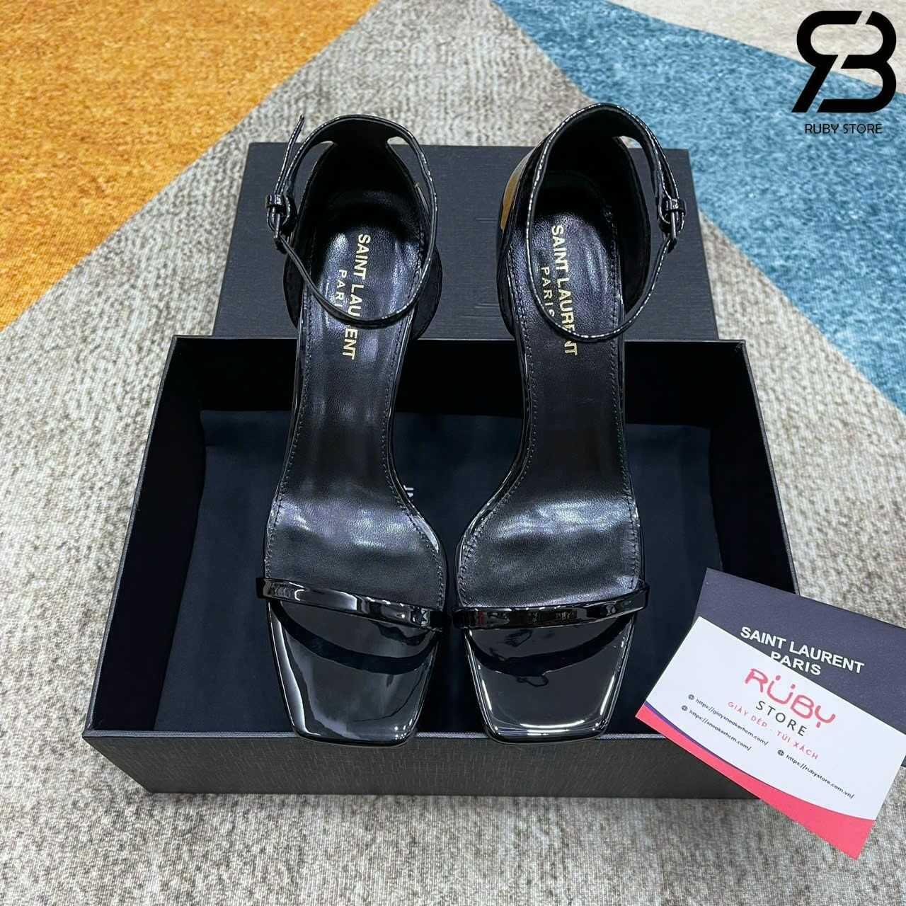 Giày Cao Gót YSL Opyum Sandals So Black Patent Leather chất lượng tốt nhất
