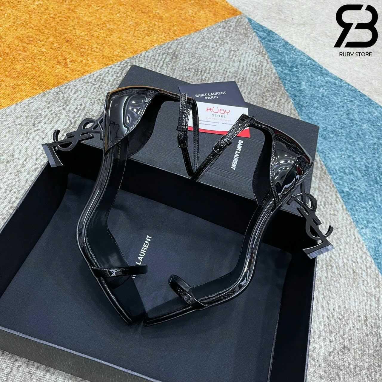 Giày Cao Gót YSL Opyum Sandals So Black Patent Leather chất lượng tốt nhất