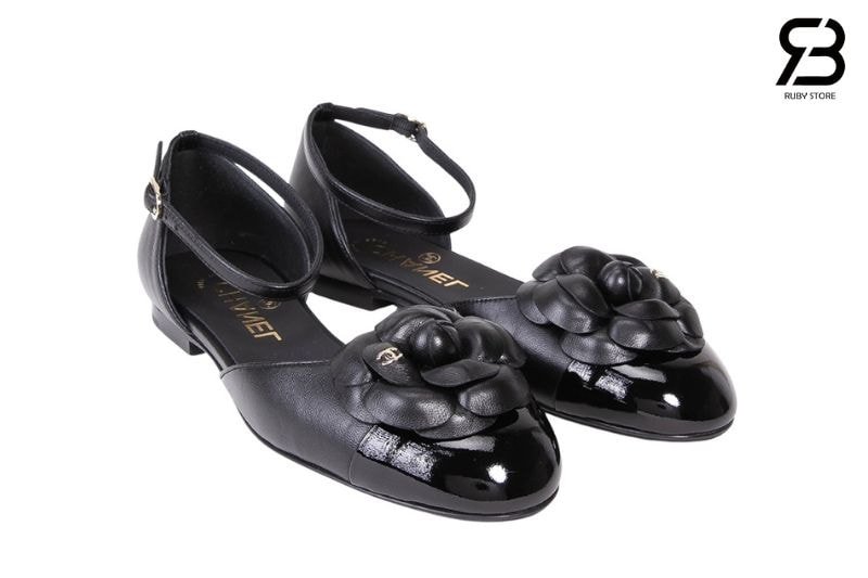Giày Chanel Camellia Slingback Sandal Black Lambskin Màu Đen cao cấp