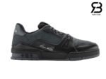 Giày LV Trainer Sneaker Black Textile Plain Calf Leather chất lượng tốt