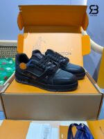 Giày LV Trainer Sneaker Black Textile Plain Calf Leather chất lượng tốt nhất
