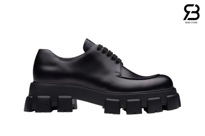 Giày Prada Monolith Brush Leather Lace Up Shoes Black chất lượng tốt nhất