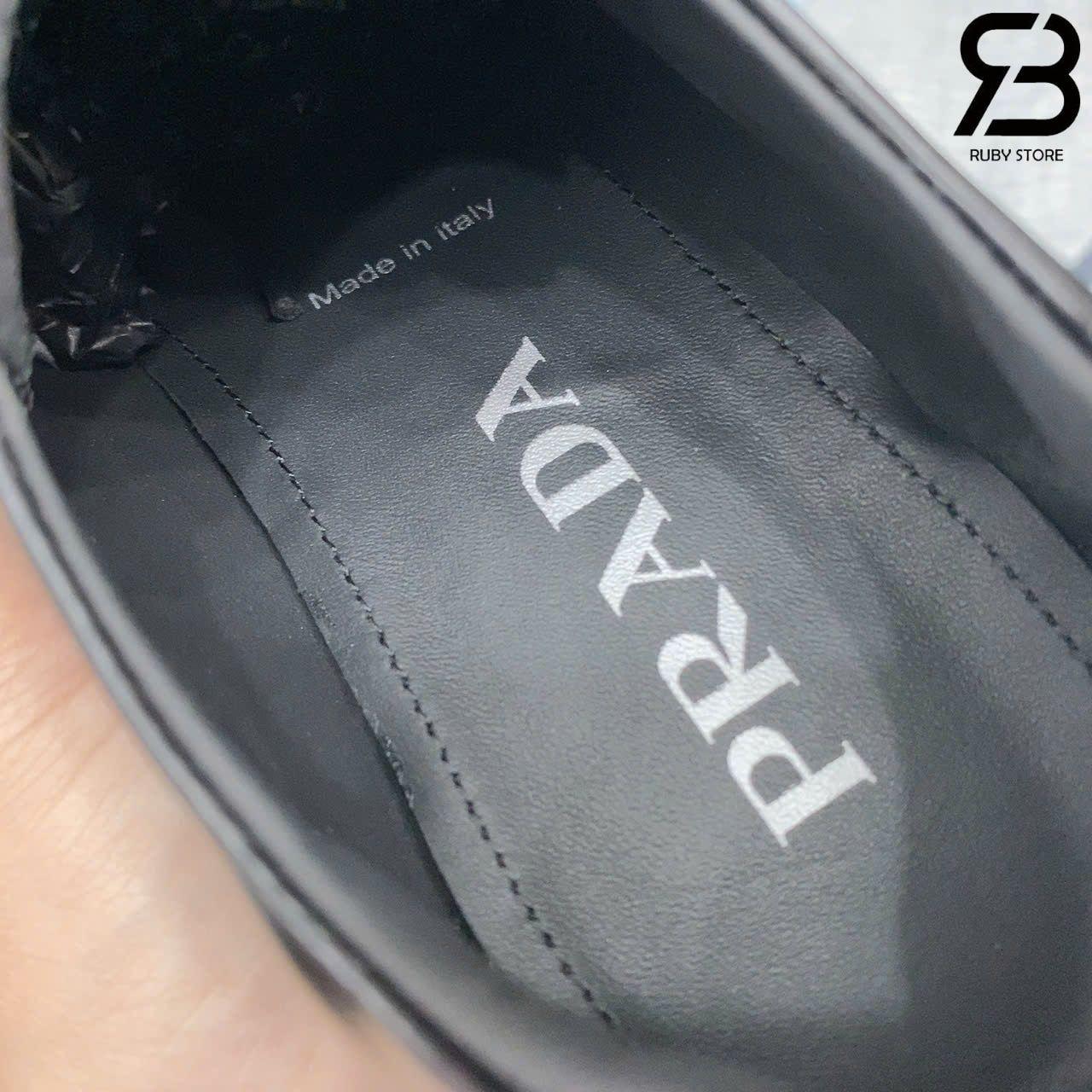 Giày Prada Monolith Brush Leather Lace Up Shoes Black chất lượng tốt nhất