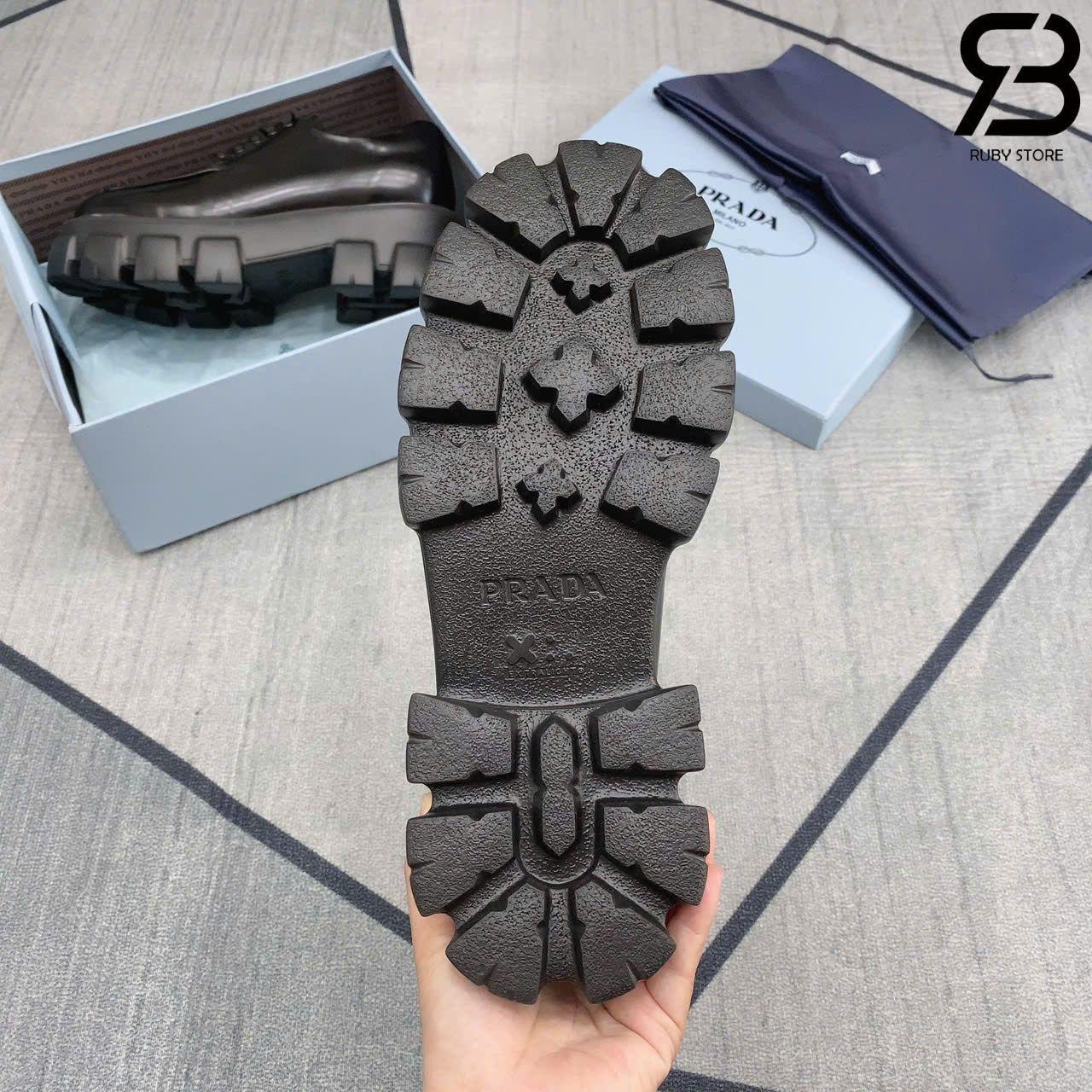 Giày Prada Monolith Brush Leather Lace Up Shoes Black chất lượng tốt nhất