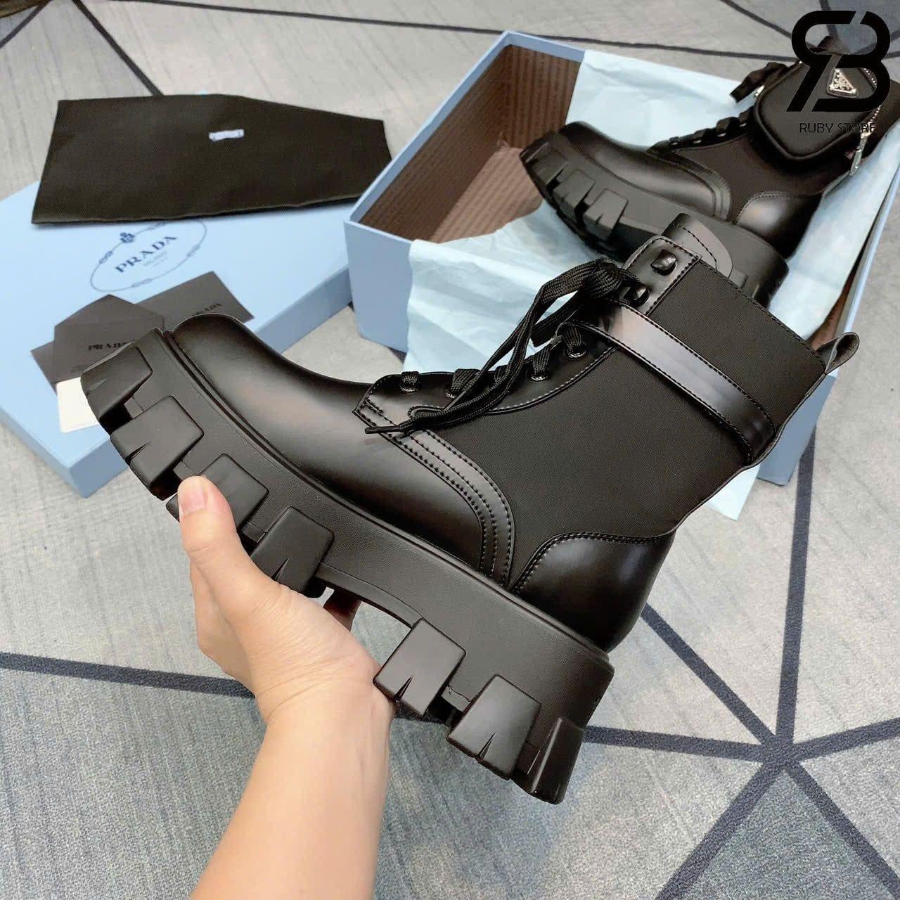 Giày Prada Monolith Brushed Rois Leather And Nylon Boots chất lượng cao
