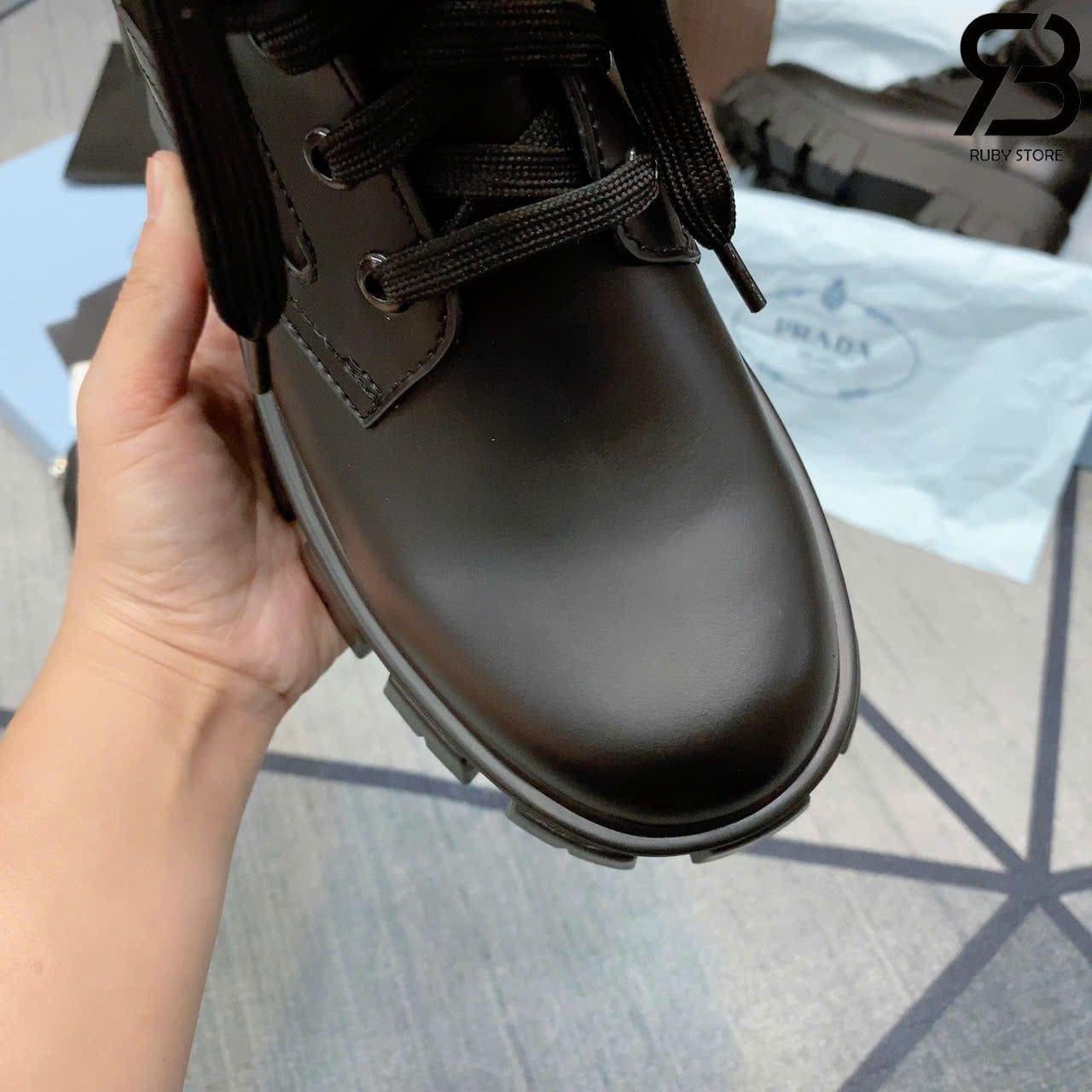 Giày Prada Monolith Brushed Rois Leather And Nylon Boots chất lượng cao