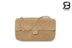 Túi Chanel Maxi Flap Bag Suede Dark Beige Best Pháp sang trọng