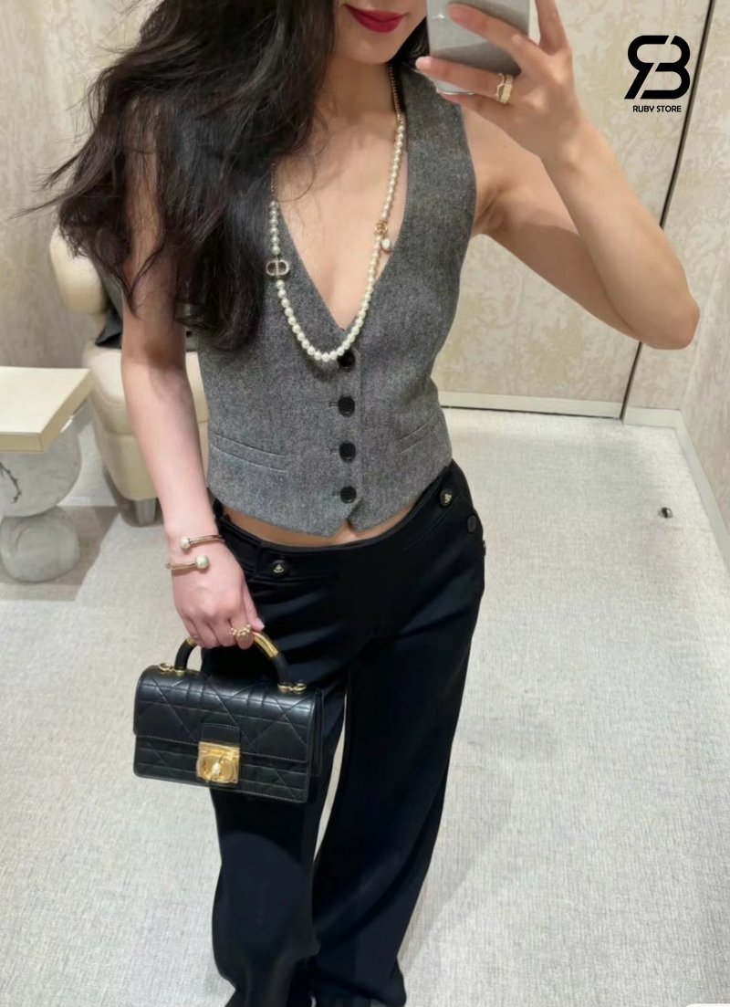 Túi Dior Ange Mini Bag Black Macrocannage Lambskin Best Sale - chi tiết 4
